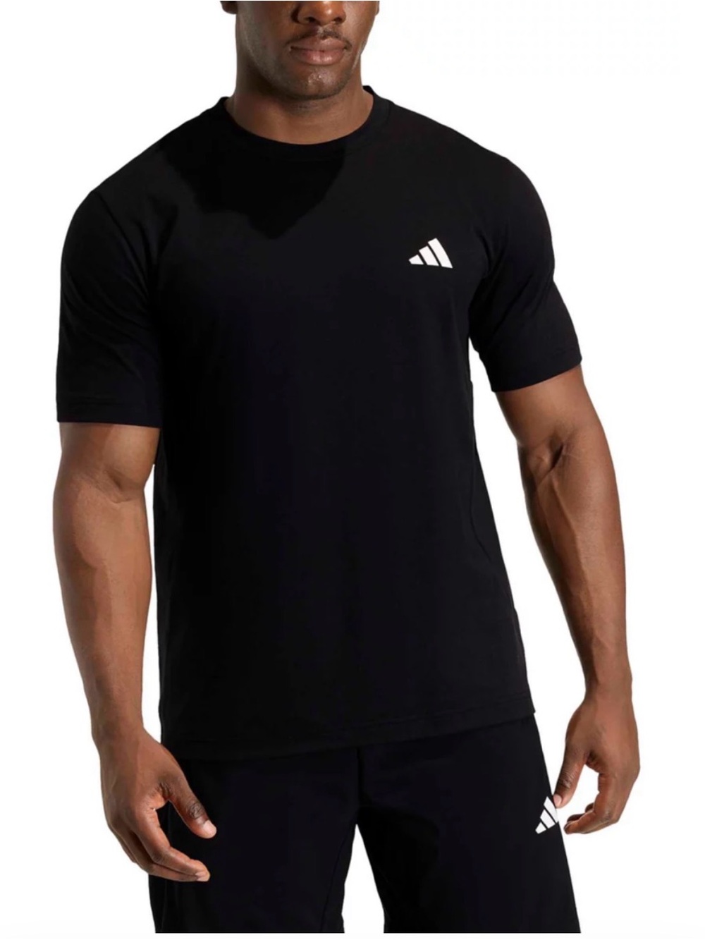 adidas Black Short Sleeve Crew T-Shirt with White Logo